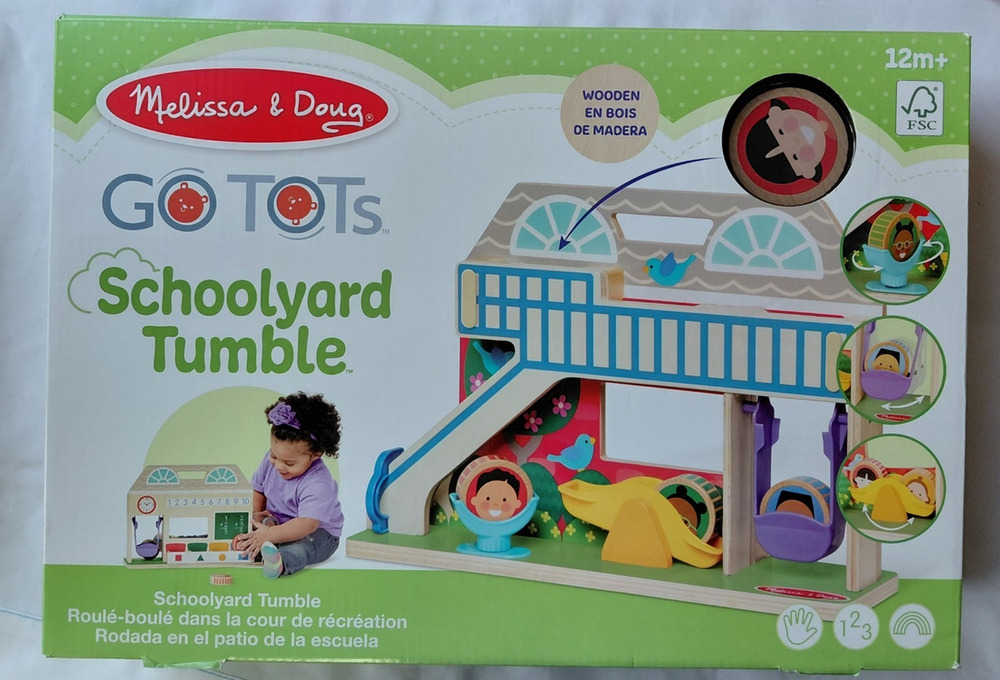 Melissa & Doug GO Tots Wooden Schoolyard Tumble with 4 Disks - NWT